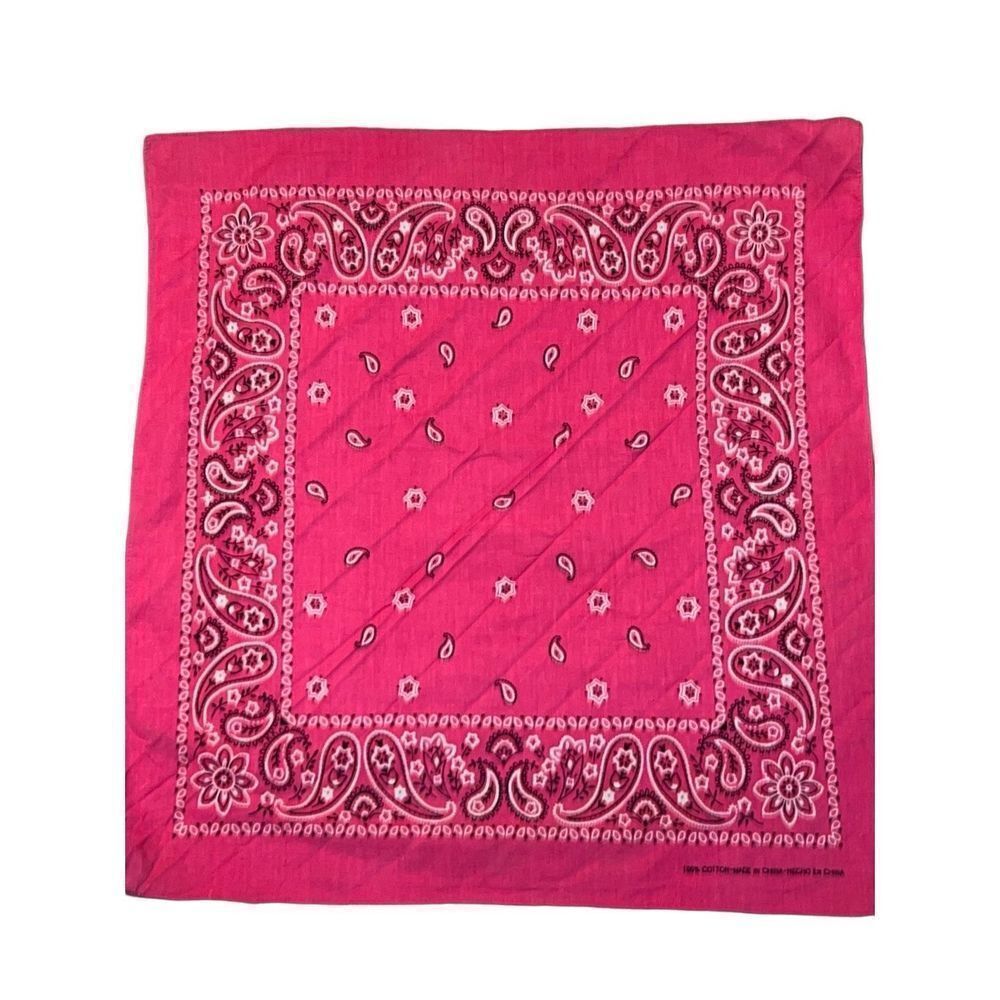 Hot Pink Paisley Print Cotton Bandana Pocket Square   Hankie Kerchief His/Her